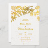 Faire-part de mariage blanc Golden Modern (Devant / Derrière)