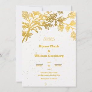 Faire-part de mariage blanc Golden Modern