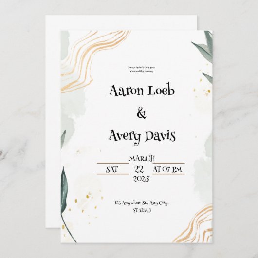 Faire-part de mariage blanc gris pastel (Devant / Derrière)