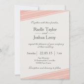 Faire-part de mariage blanc gris rayures pêche cor (Devant)