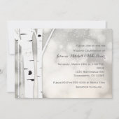 Faire-part de mariage blanc hivernal de Birch Rust (Devant)