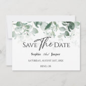 Faire-Part de Mariage Blanc Moderne avec Végétatio (Devant)