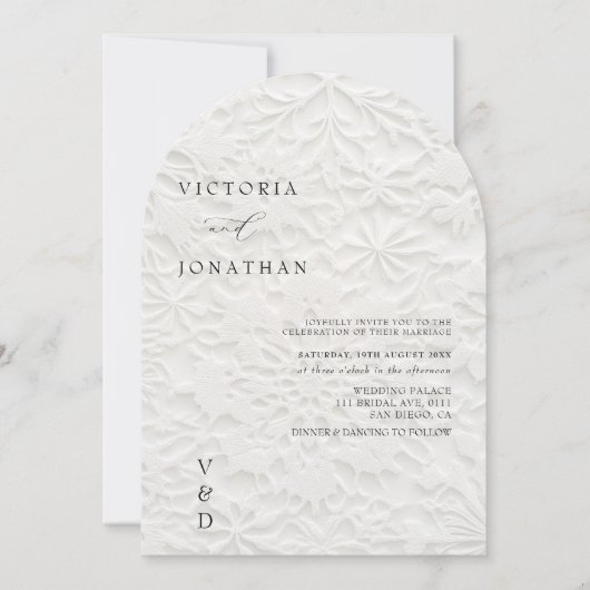 Faire-part de mariage blanc monogramme hiver (Devant)