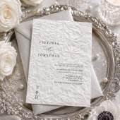 Faire-part de mariage blanc monogramme hiver