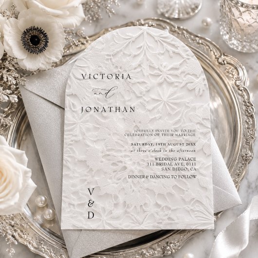 Faire-part de mariage blanc monogramme hiver
