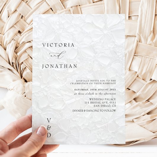 Faire-part de mariage blanc Monogramme simple