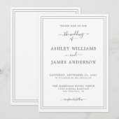 Faire-part de mariage blanc noir chic Script (Devant / Derrière)