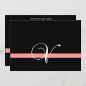 Faire-part de mariage blanc noir de corail du (Devant / Derrière)