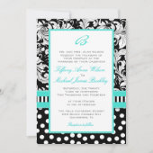 Faire-part de mariage blanc noir de turquoise de (Devant)
