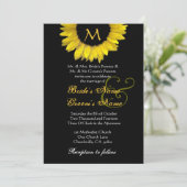 Faire-part de mariage blanc noir jaune de (Debout devant)