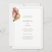 Faire-part de mariage Blanc & Olive | Rose Blush (Devant)