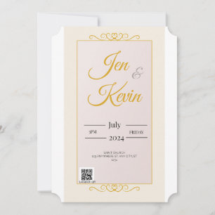 Faire-part de mariage blanc or avec tournesol BG