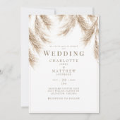 Faire-part de mariage blanc Pampas moderne (Devant)