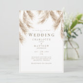 Faire-part de mariage blanc Pampas moderne (Debout devant)
