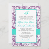 Faire-part de mariage blanc pourpre de turquoise (Devant)