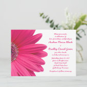 Faire-part de mariage blanc rose chaud Gerbera Dai (Debout devant)
