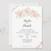 Faire-part de mariage blanc rose ruban en or rose (Devant)
