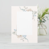 Faire-part de mariage blanc - roses bleu rose (Debout devant)