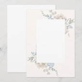 Faire-part de mariage blanc - roses bleu rose (Devant / Derrière)