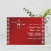 Faire-part de mariage blanc rouge d'hiver de (Debout devant)