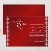 Faire-part de mariage blanc rouge d'hiver de (Devant / Derrière)