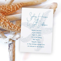 Faire-part de mariage blanc simple Sea Star