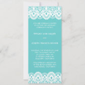 Faire-part de mariage blanc turquoise de dentelle (Dos)