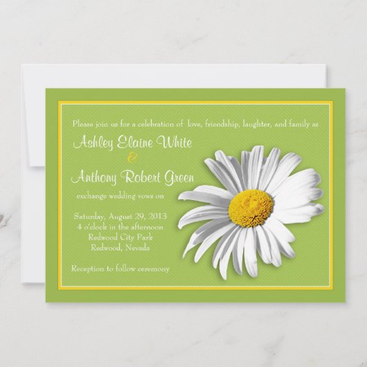 Faire-part de mariage blanc Vert Gold (Dos)