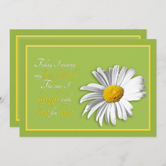 Faire-part de mariage blanc Vert Gold (Devant / Derrière)