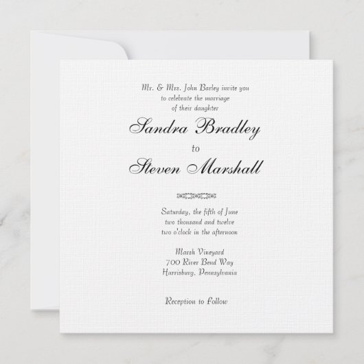 Faire-part de mariage blanche traditionnelle (Devant)