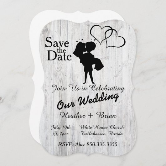 Faire-part de mariage blanchie (Devant / Derrière)