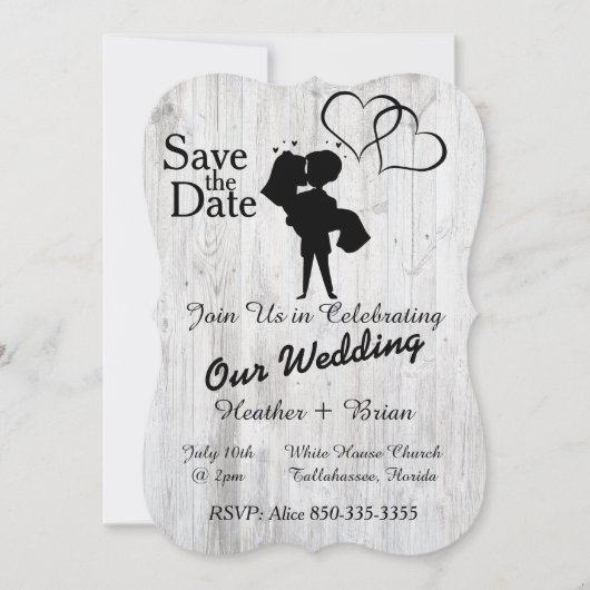 Faire-part de mariage blanchie (Devant)