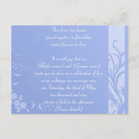 Faire-part de mariage bleu (Devant)