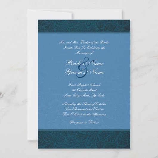 Faire-part de mariage bleu (Devant)