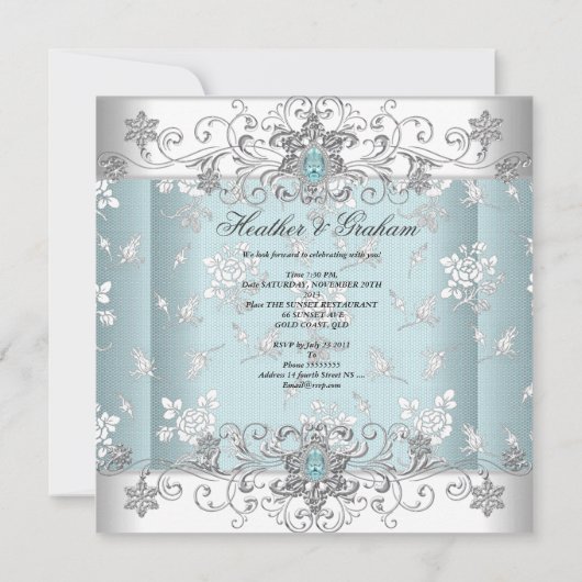 Faire-part de mariage bleu (Dos)