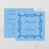 Faire-part de mariage bleu (Devant / Derrière)