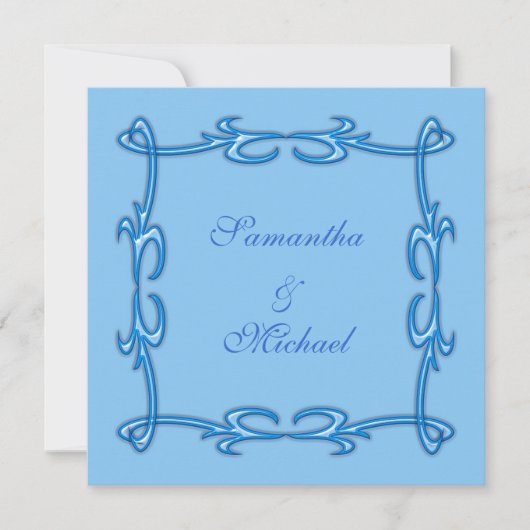 Faire-part de mariage bleu (Devant)