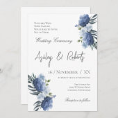 Faire-part de mariage bleu (Devant / Derrière)