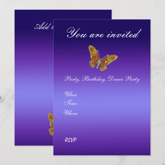 Faire-part de mariage bleu (Devant / Derrière)