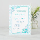 Faire-part de mariage bleu Aqua (Debout devant)