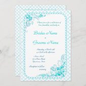 Faire-part de mariage bleu Aqua (Devant / Derrière)