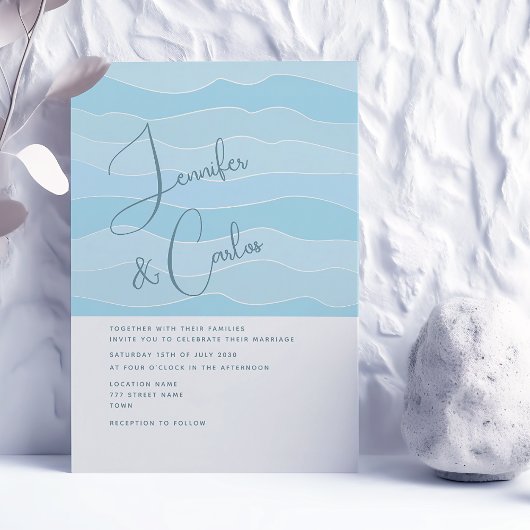 Faire-part de mariage bleu aqua océan