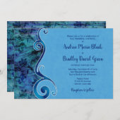 Faire-part de mariage bleu Aqua personnalisable (Devant / Derrière)