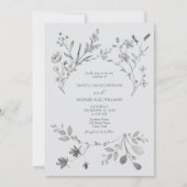 Faire-part de mariage bleu argent Boho (Devant)