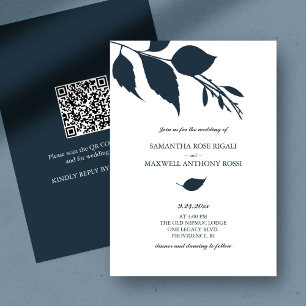 Faire-part de mariage bleu avec code QR