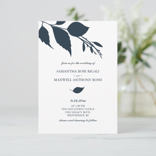 Faire-part de mariage bleu avec code QR (Debout devant)