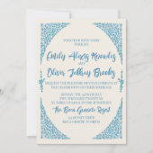 Faire-part de mariage bleu Azulejo (Devant)