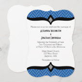 Faire-part de mariage Bleu Blanc (Devant / Derrière)