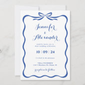 Faire-part de mariage Bleu Bow (Devant)