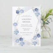 Faire-part de mariage bleu clair aquarelle (Debout devant)